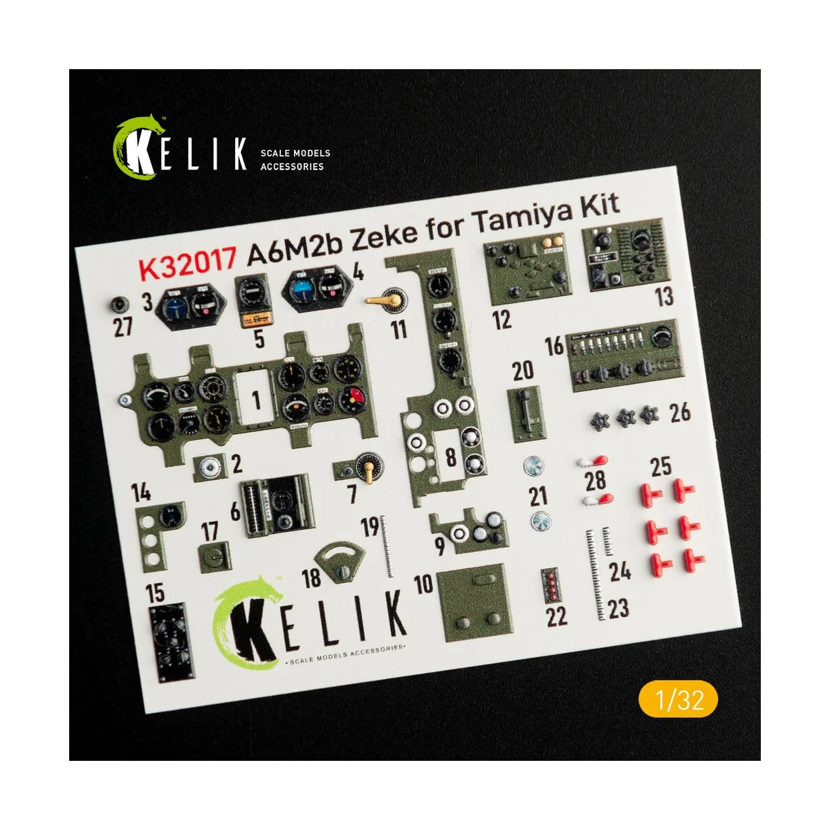 A6M2B Zeke - Interior 3D Decal for Tamiya kit, 1/32 - Kelik K32017