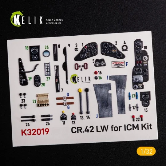 CR.42 LW - Interior 3D Decal for ICM kit, 1/32 - Kelik K32019