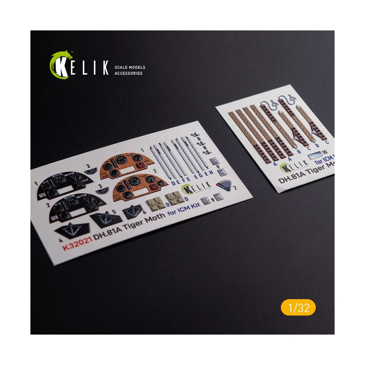 DH.81A Tiger Moth - Interior 3D Decal for ICM kit, 1/32 - Kelik K32021