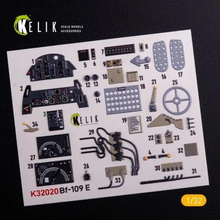 BF-109 E - Interior 3D Decal with 3D printed parts for Trumpeter ki...