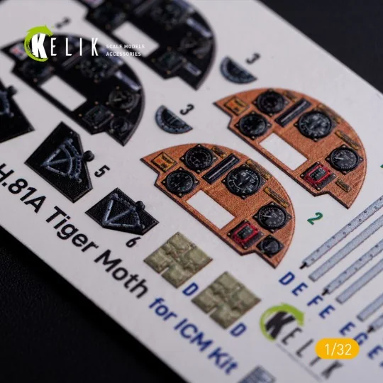 DH.81A Tiger Moth - Interior 3D Decal for ICM kit, 1/32 - Kelik K32021