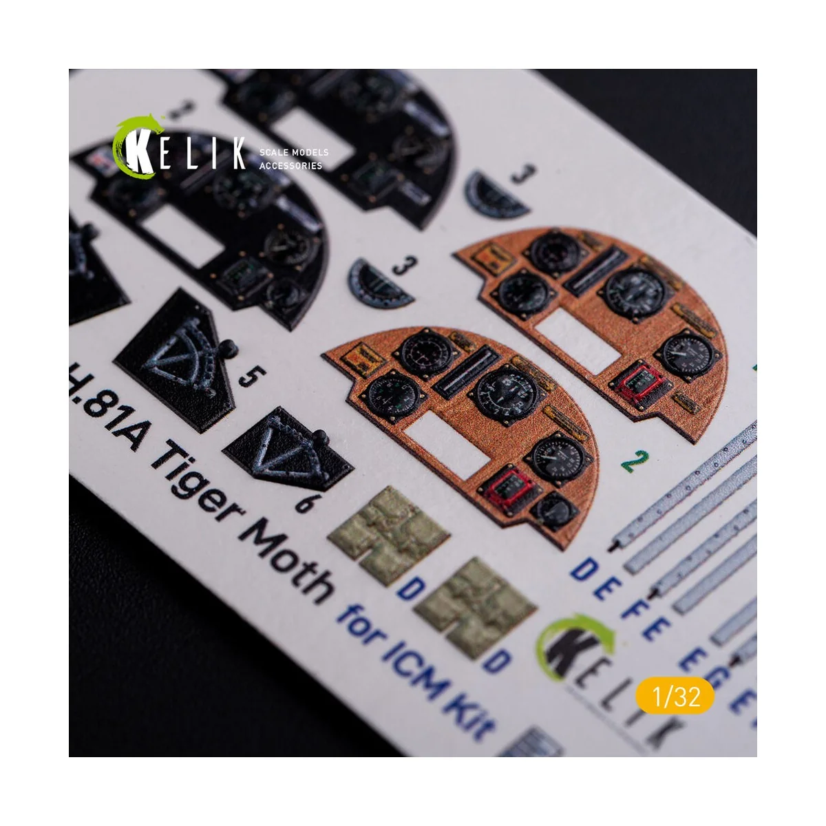DH.81A Tiger Moth - Interior 3D Decal for ICM kit, 1/32 - Kelik K32021