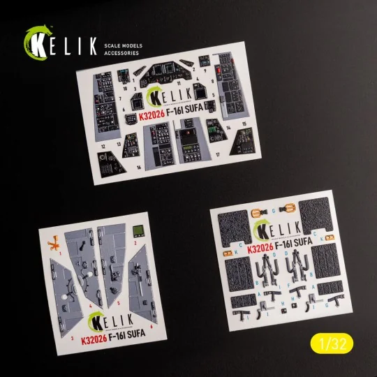 F-16I Sufa - interior 3D decals for Academy kit, 1/32 - Kelik K32026