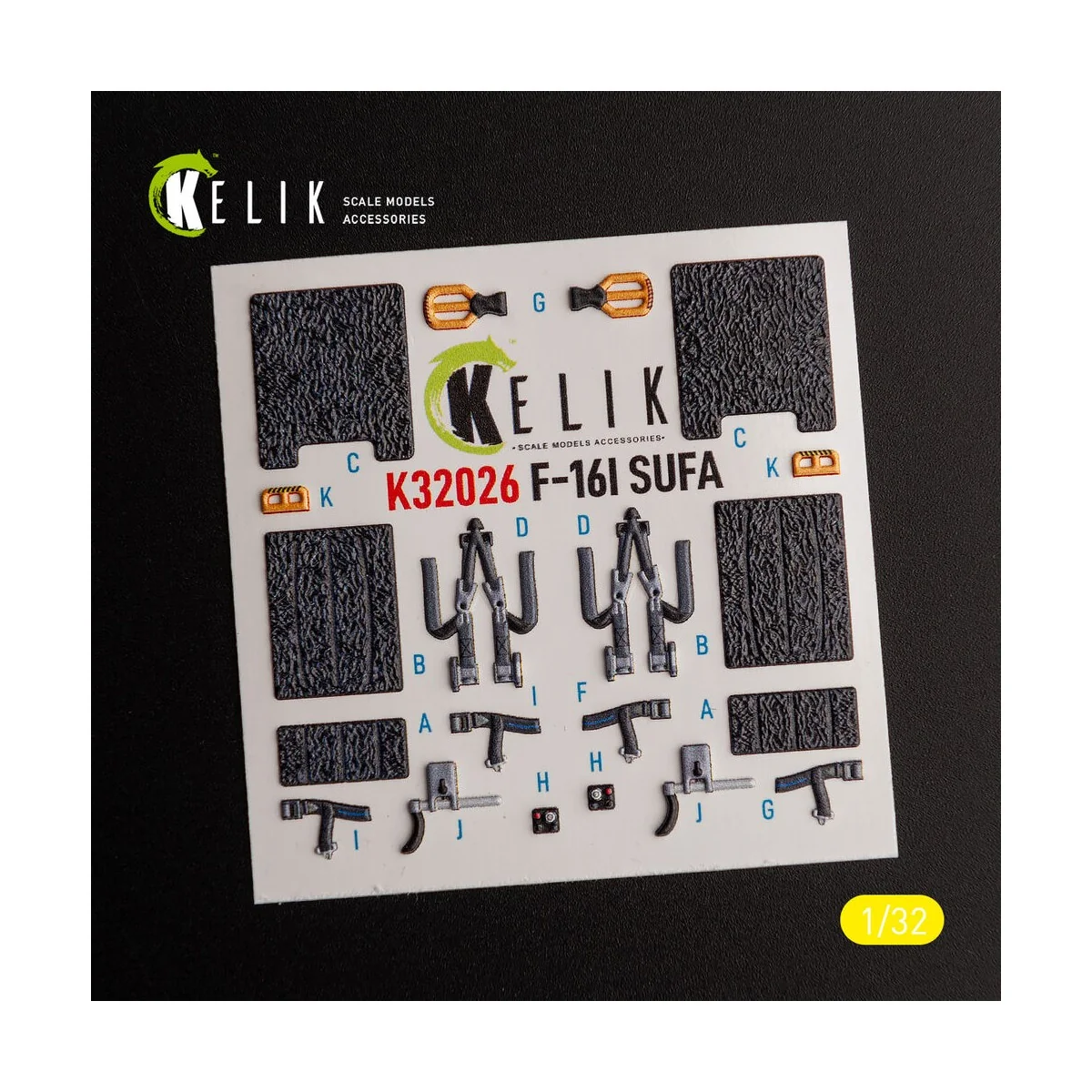 F-16I Sufa - interior 3D decals for Academy kit, 1/32 - Kelik K32026