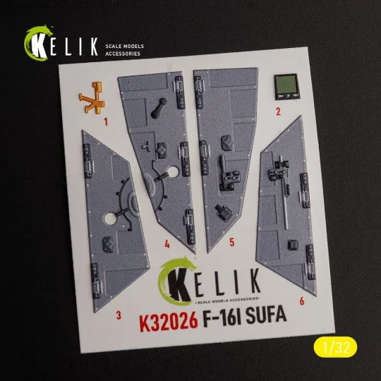 F-16I Sufa - interior 3D decals for Academy kit, 1/32 - Kelik K32026