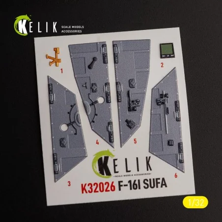 F-16I Sufa - interior 3D decals for Academy kit, 1/32 - Kelik K32026