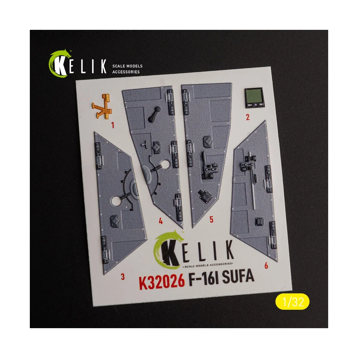 F-16I Sufa - interior 3D decals for Academy kit, 1/32 - Kelik K32026