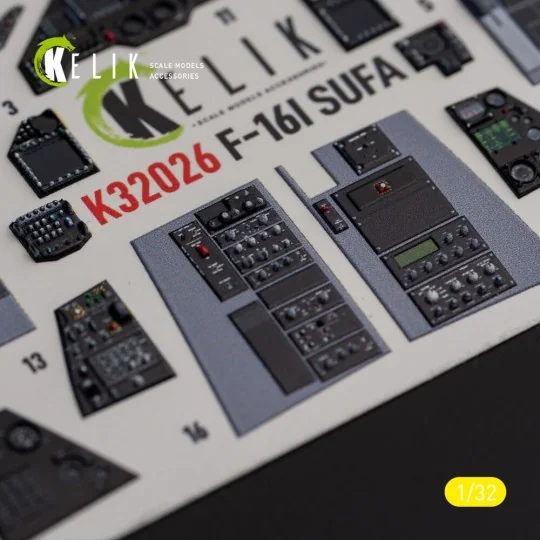 F-16I Sufa - interior 3D decals for Academy kit, 1/32 - Kelik K32026
