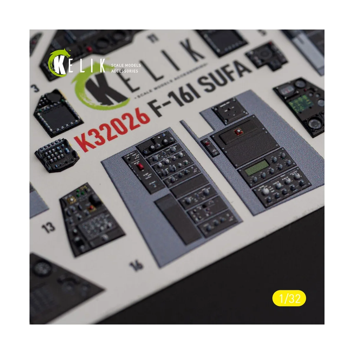 F-16I Sufa - interior 3D decals for Academy kit, 1/32 - Kelik K32026