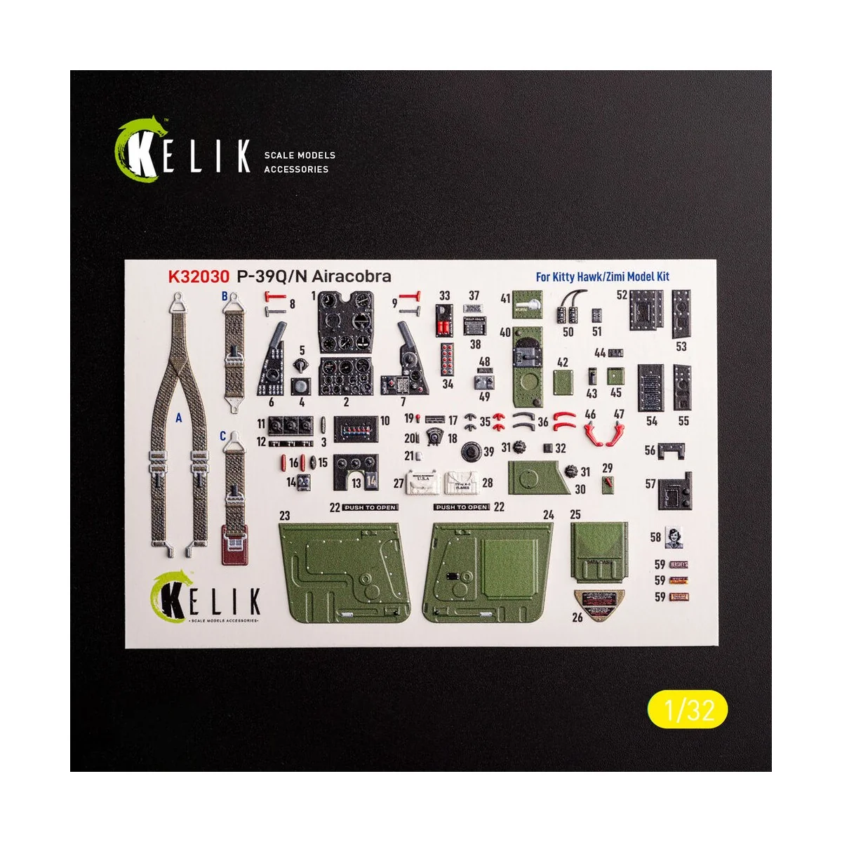 P-39Q/N - interior 3D decals for Kitty Hawk/Zimi models kit, 1/32 -...