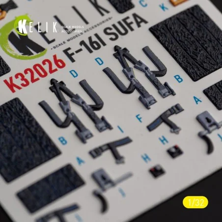 F-16I Sufa - interior 3D decals for Academy kit, 1/32 - Kelik K32026