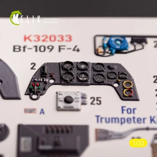 BF-109 F-4 - interior 3D decals for Trumpeter kit, 1/32 - Kelik K32033