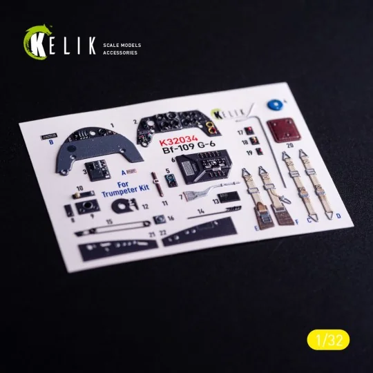 BF-109 G-6 - interior 3D decals for Trumpeter kit, 1/32 - Kelik K32034