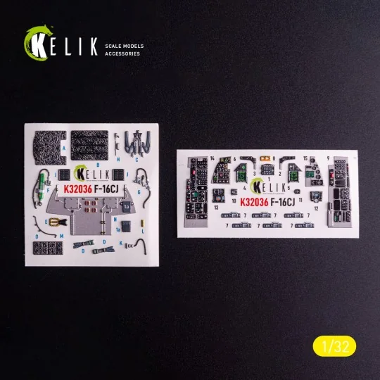 F-16CJ - interior 3D decals for Tamiya kit, 1/32 - Kelik K32036