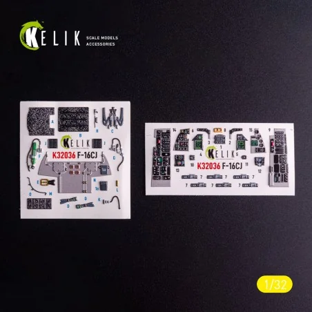 F-16CJ - interior 3D decals for Tamiya kit, 1/32 - Kelik K32036
