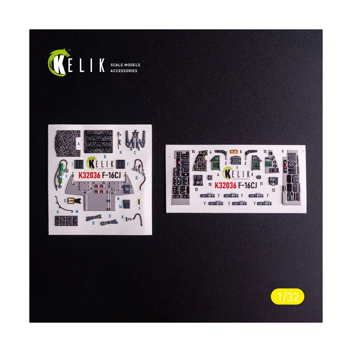 F-16CJ - interior 3D decals for Tamiya kit, 1/32 - Kelik K32036