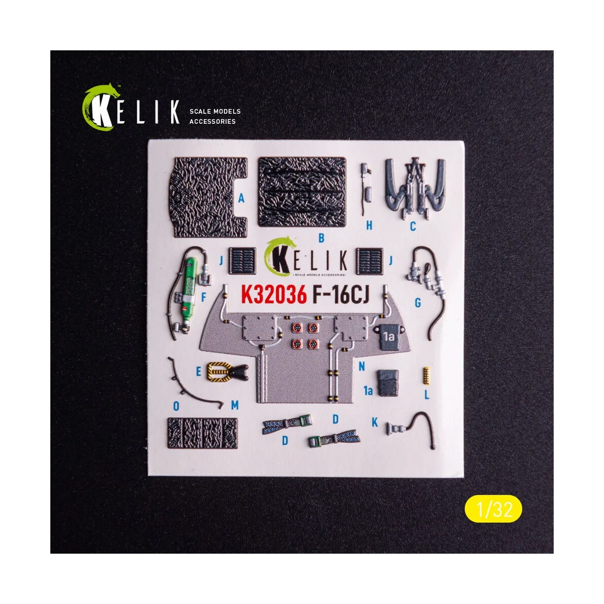 F-16CJ - interior 3D decals for Tamiya kit, 1/32 - Kelik K32036