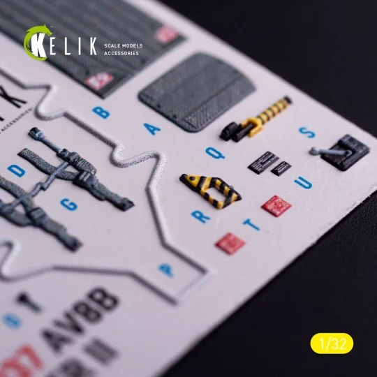AV-8 Harrier - interior 3D decals for Trumpeter kit, 1/32 - Kelik K...