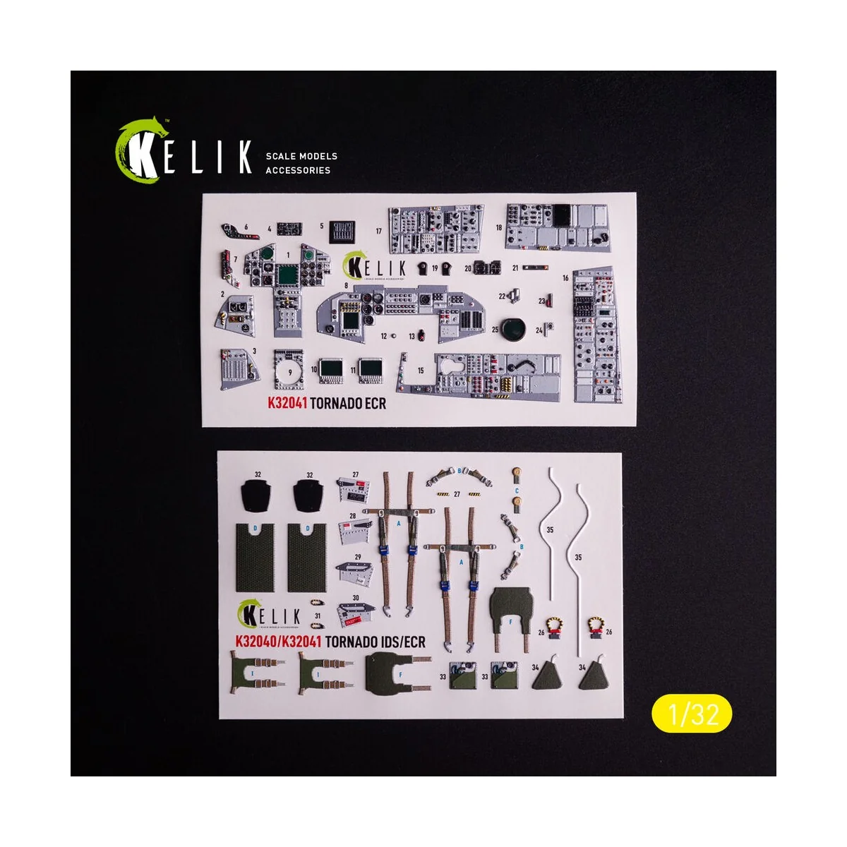 Tornado ECR - interior 3D decals for Italeri kit, 1/32 - Kelik K32041