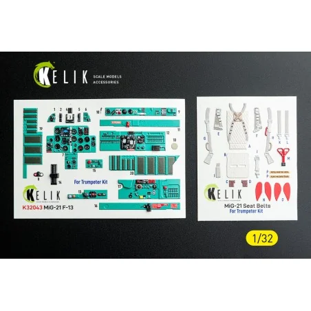 MiG-21 F-13 - interior 3D decals for Trumpeter kit, 1/32 - Kelik K3...