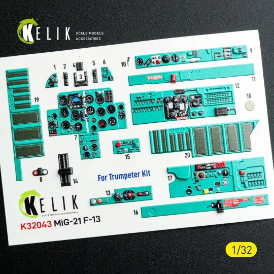 MiG-21 F-13 - interior 3D decals for Trumpeter kit, 1/32 - Kelik K3...
