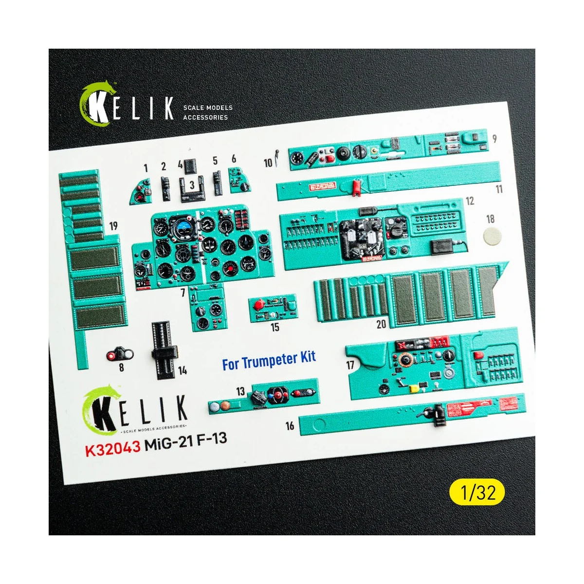 MiG-21 F-13 - interior 3D decals for Trumpeter kit, 1/32 - Kelik K3...