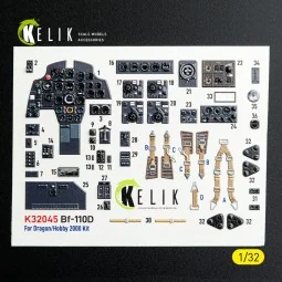 Bf-110D - interior 3D decals for Dragon/Hobby 2000 kit, 1/32 - Keli...