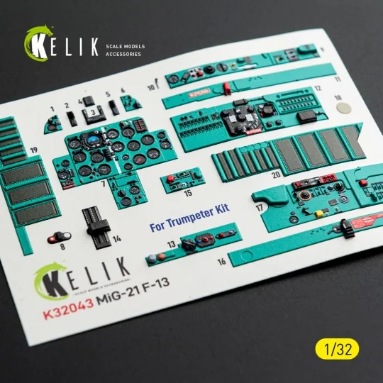 MiG-21 F-13 - interior 3D decals for Trumpeter kit, 1/32 - Kelik K3...