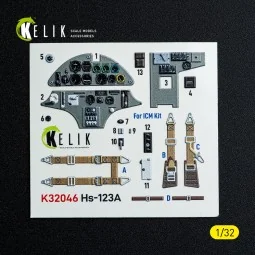 Hs-123A-1 - interior 3D decals for ICM kit, 1/32 - Kelik K32046