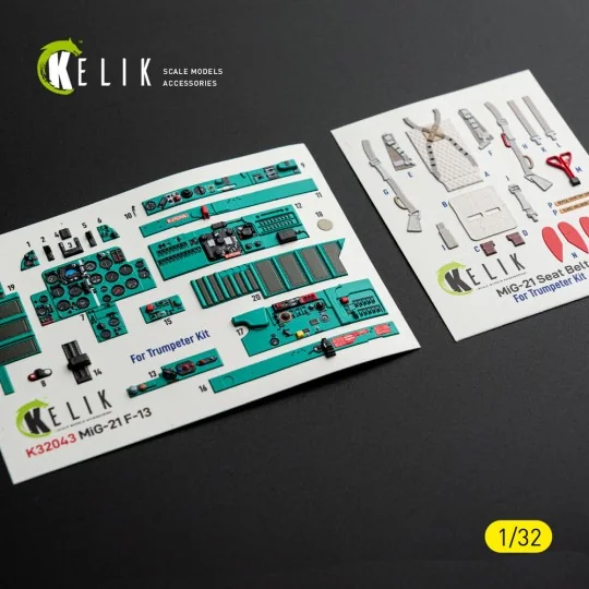 MiG-21 F-13 - interior 3D decals for Trumpeter kit, 1/32 - Kelik K3...
