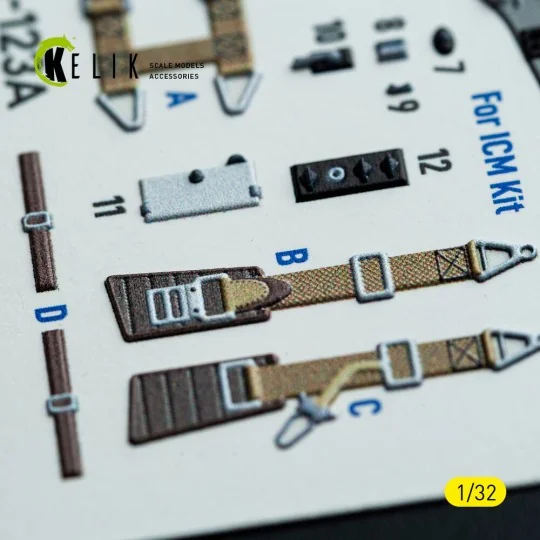 Hs-123A-1 - interior 3D decals for ICM kit, 1/32 - Kelik K32046