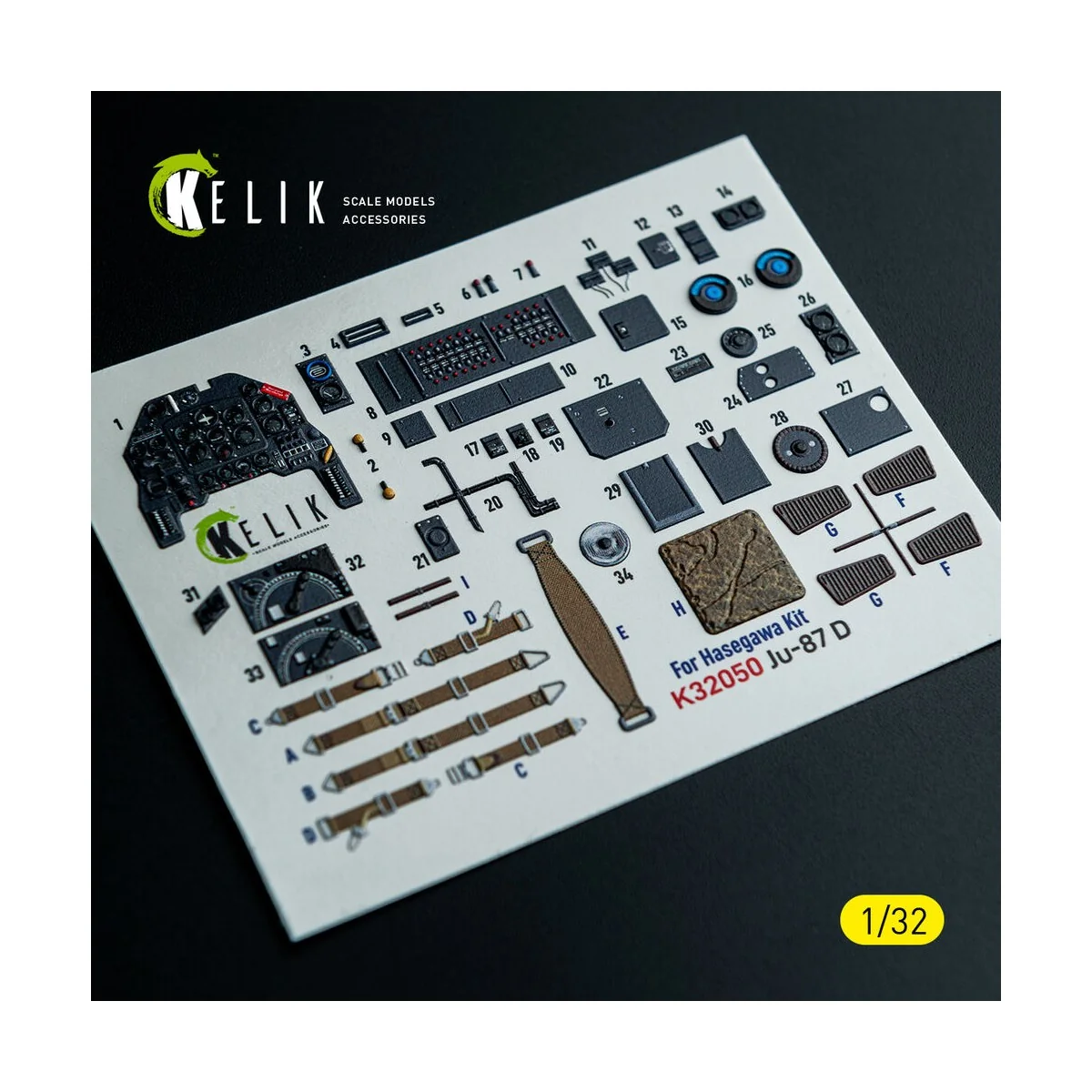 Ju-87D - interior 3D decals for Hasegawa kit, 1/32 - Kelik K32050