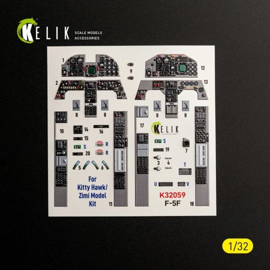F-5F - interior 3D decals for Kitty Hawk/Zimi models kit, 1/32 - Ke...