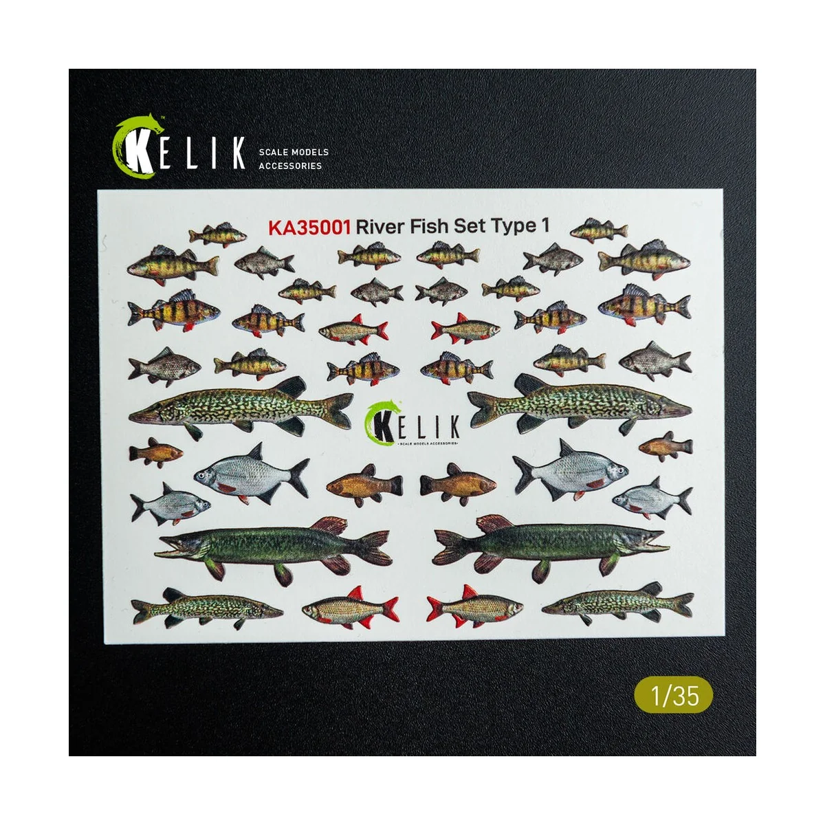 River Fish set Type 1 - 3D Decal for dioramas, 1/35 - Kelik KA35001