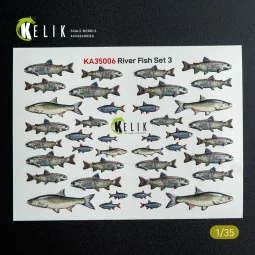 River Fish set Type 3 - 3D Decal for dioramas, 1/35 - Kelik KA35006