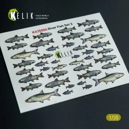 River Fish set Type 3 - 3D Decal for dioramas, 1/35 - Kelik KA35006 2