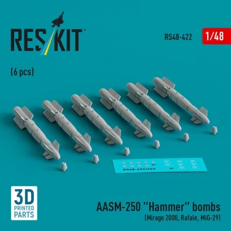 AASM-250 Hammer (6 pcs) (Mirage 2000, Rafale, MiG-29) (3D Printed),...