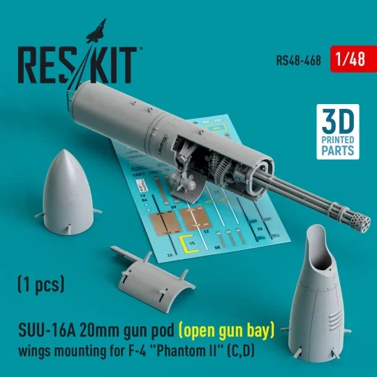 SUU-16A 20mm gun pod (open gun bay) wings mounting for F-4 Phantom ...