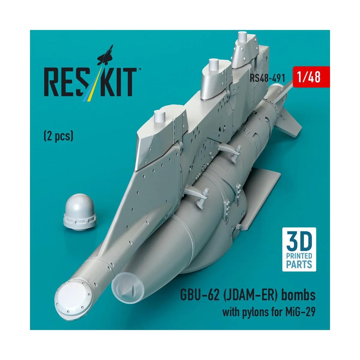 GBU-62 (JDAM-ER) bombs with pylons for MiG-29 Fulcrum (2 pcs) (3D P...