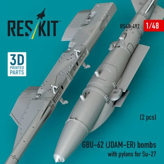 GBU-62 (JDAM-ER) bombs with pylons for Su-27 Flanker (2 pcs) (3D Pr...