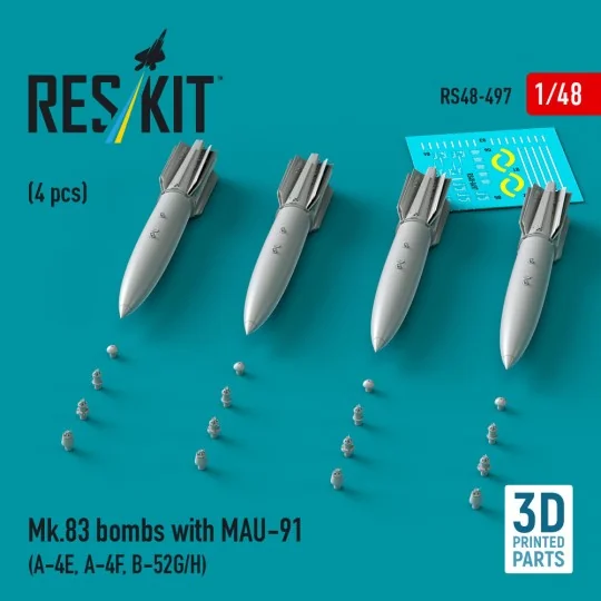 Mk.83 bombs with MAU-91 (4 pcs) (A-4E, A-4F, B-52G/H) (3D printed),... Mk.83 bombs with MAU-91 (4 pcs) (A-4E, A-4F, B-52G/H) (3D printed),...