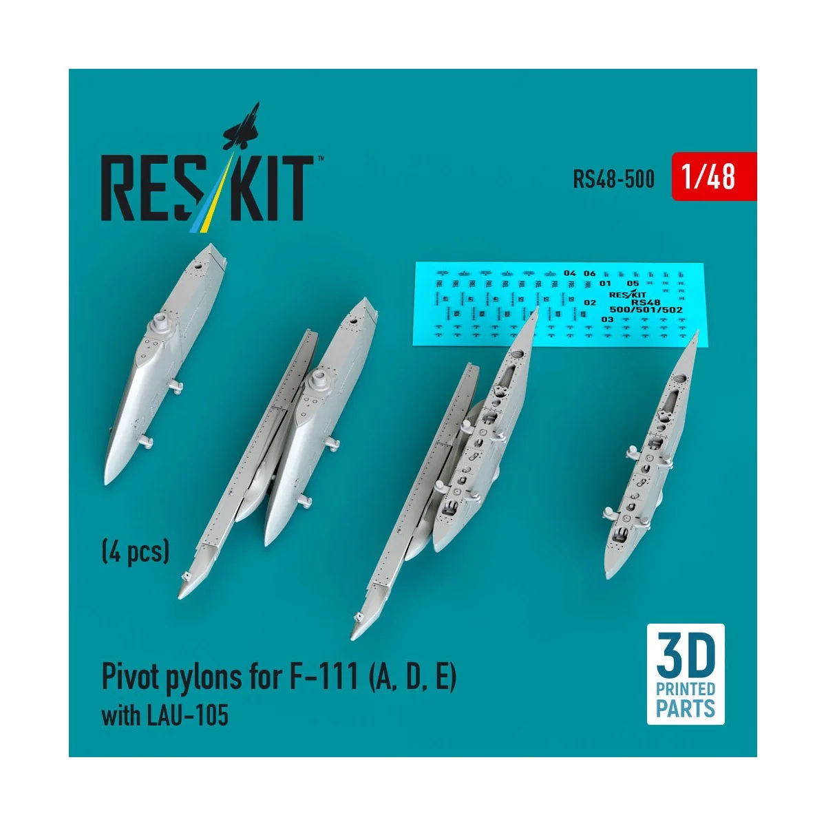 Pivot pylons for F-111 (A, D, E) with LAU-105 (4 pcs) (3D Printed),...