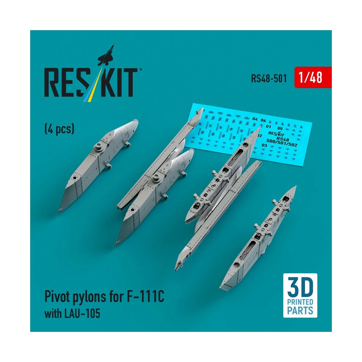 Pivot pylons for F-111C with LAU-105 (4 pcs) (3D Printed), 1/48 - R...