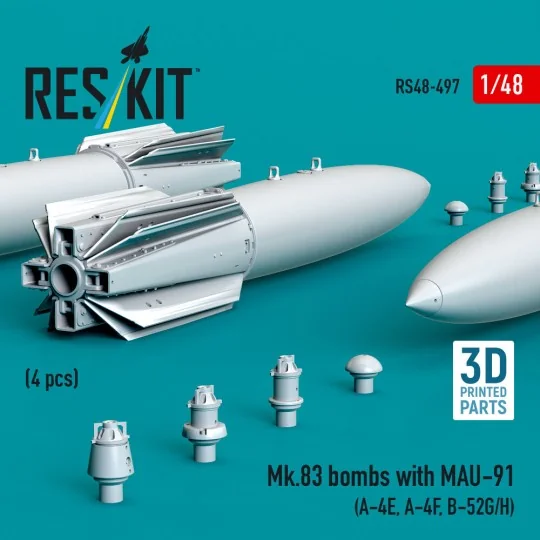 Mk.83 bombs with MAU-91 (4 pcs) (A-4E, A-4F, B-52G/H) (3D printed),... Mk.83 bombs with MAU-91 (4 pcs) (A-4E, A-4F, B-52G/H) (3D printed),...