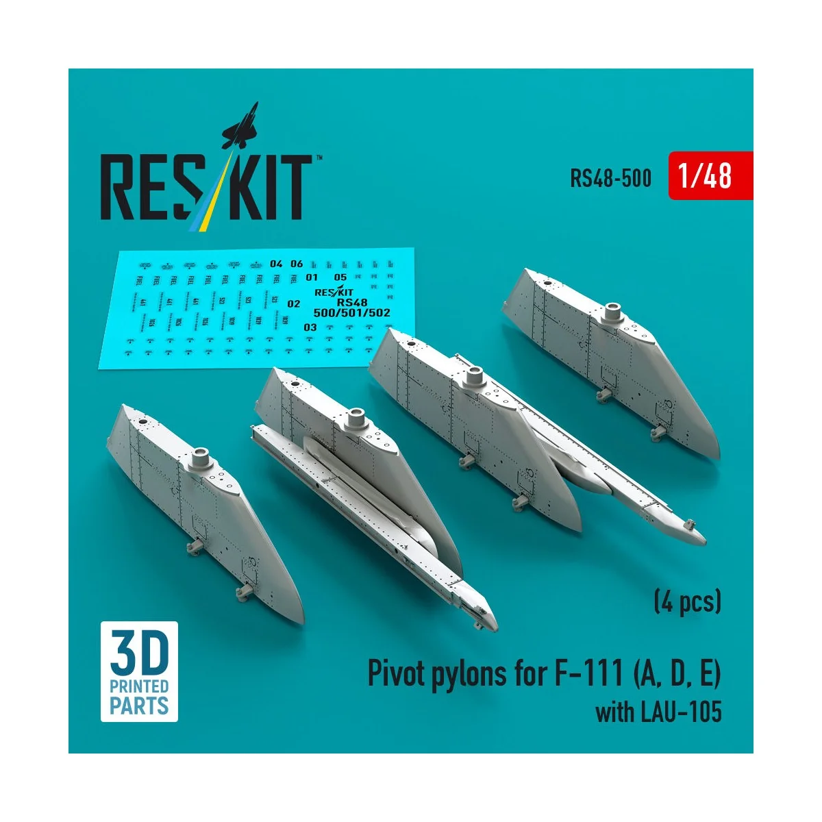 Pivot pylons for F-111 (A, D, E) with LAU-105 (4 pcs) (3D Printed),...