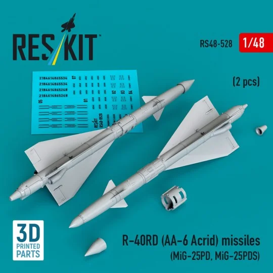 R-40RD (AA-6 Acrid) missiles (2 pcs) (MiG-25PD, MiG-25PDS) (3D prin... R-40RD (AA-6 Acrid) missiles (2 pcs) (MiG-25PD, MiG-25PDS) (3D prin...