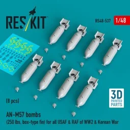 AN-M57 bombs (250 lbs, box-type fin) for all USAF & RAF of WW2 & Ko...