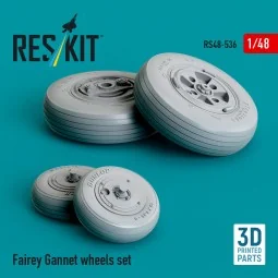 Fairey Gannet wheels set (3D Printed), 1/48 - ResKit Models RS48-0536