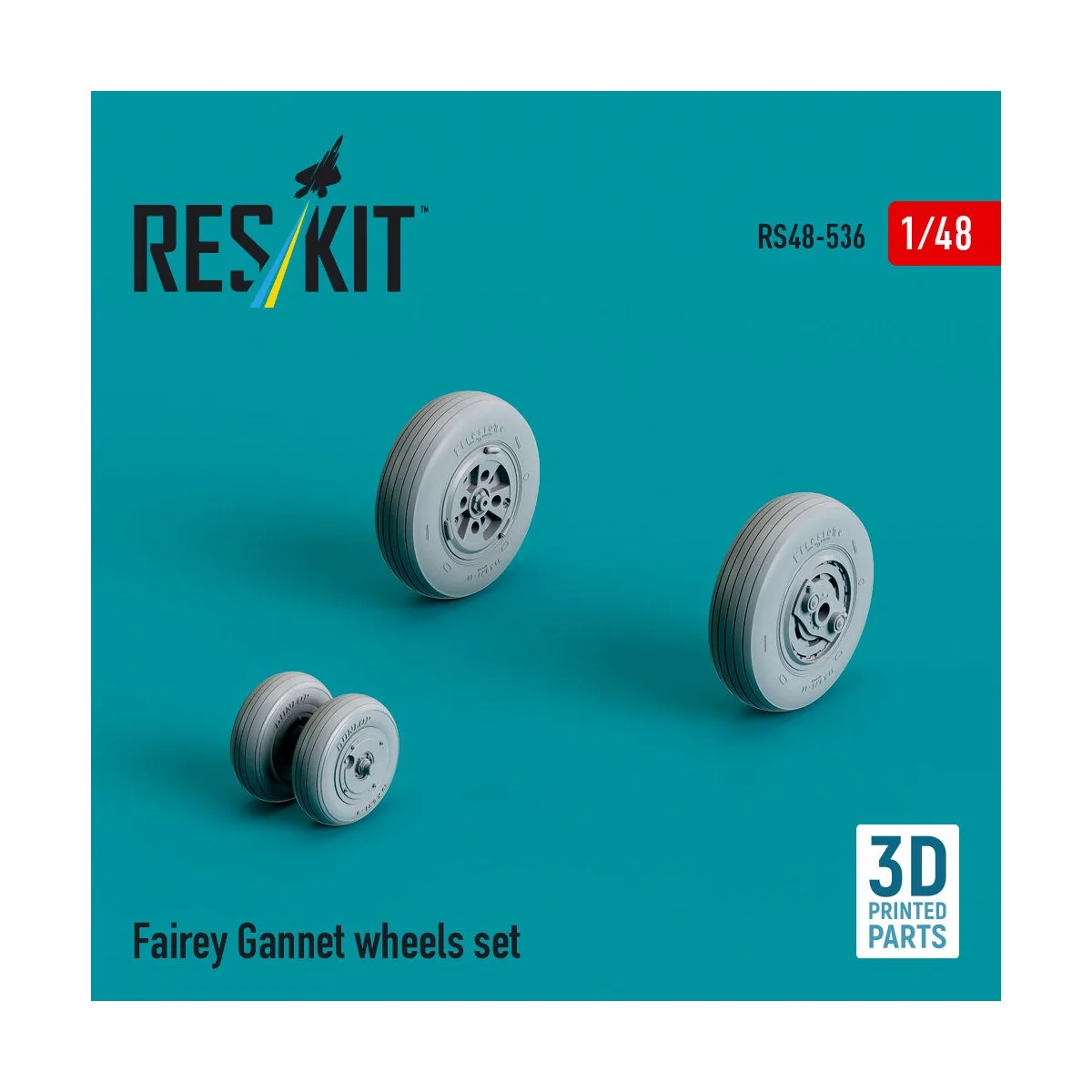 Fairey Gannet wheels set (3D Printed), 1/48 - ResKit Models RS48-0536