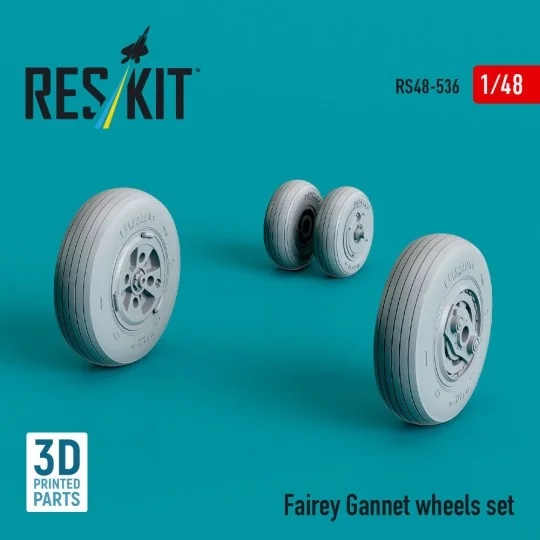 Fairey Gannet wheels set (3D Printed), 1/48 - ResKit Models RS48-0536